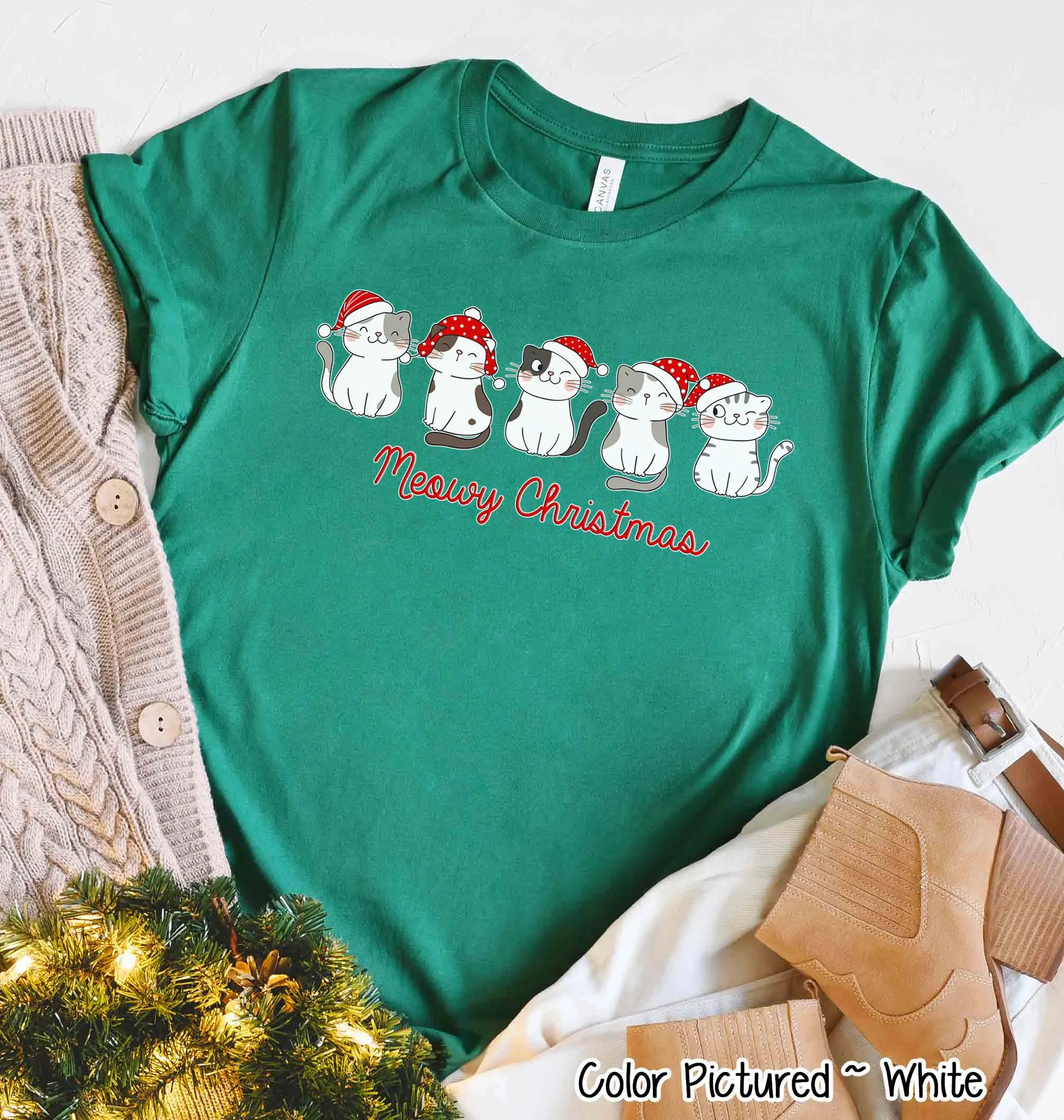 Meowy Christmas Cute Cat Tee or Sweatshirt