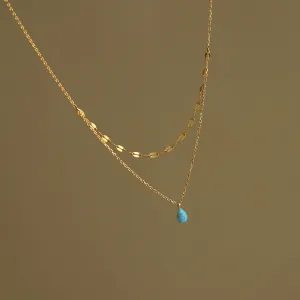 Mihmily brand-Blue Tears Ocean Water Drop Double Necklace, Fashionable and Light Luxury