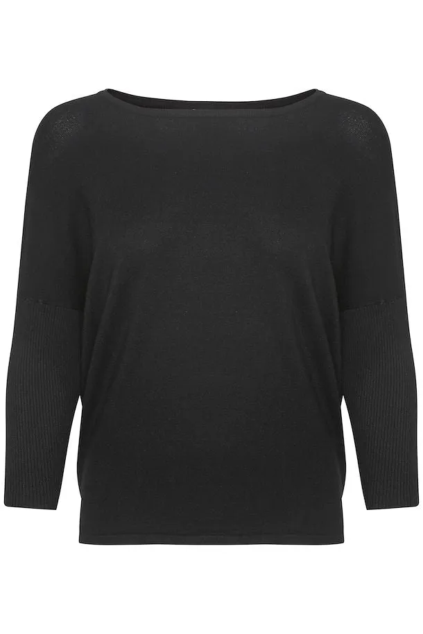 Mila Round Neck Pullover - Black