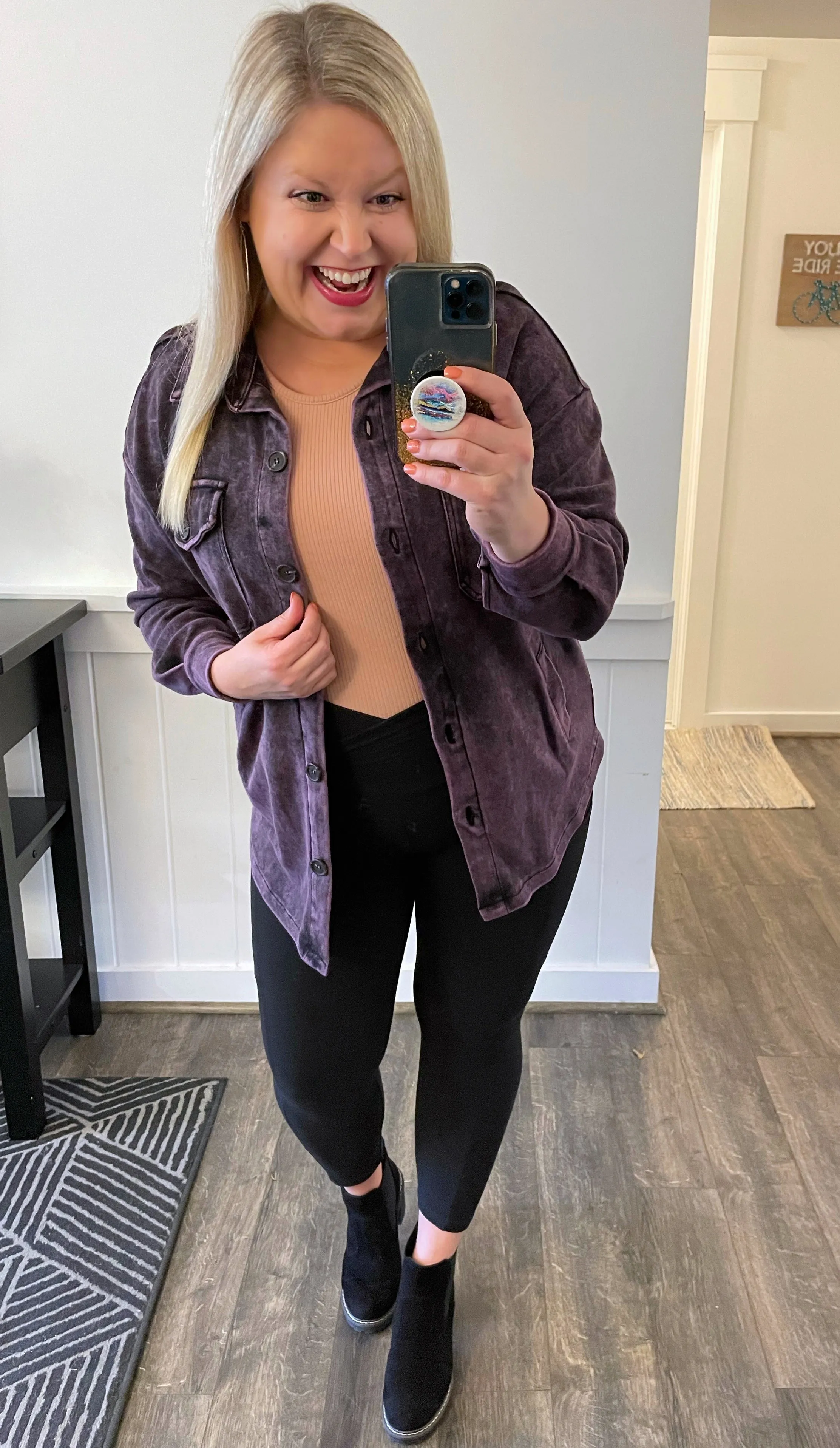 Mineral Washed Shacket in Blackberry