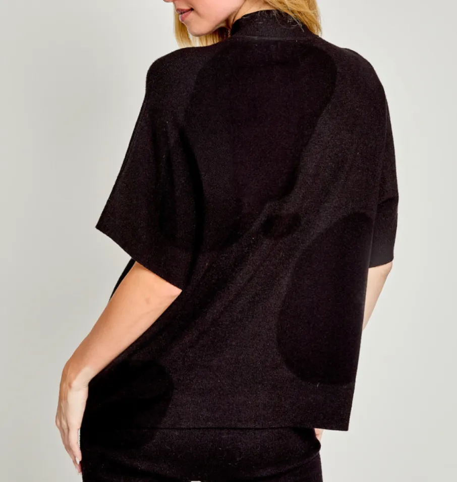 Mock Neck Drop Shoulder Knit Top