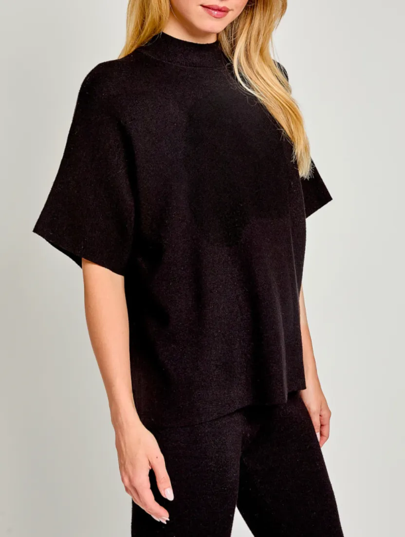 Mock Neck Drop Shoulder Knit Top