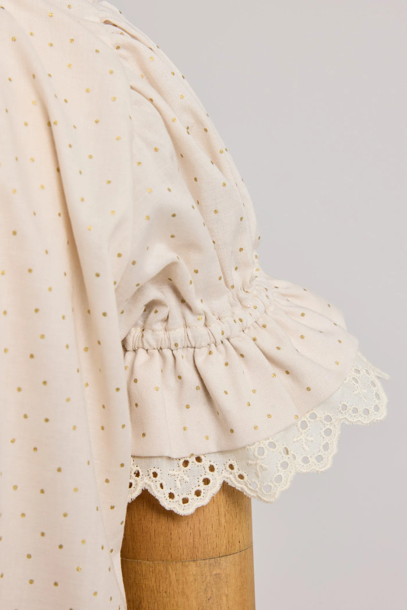 Moon Night Dress In Beige Gold Dots