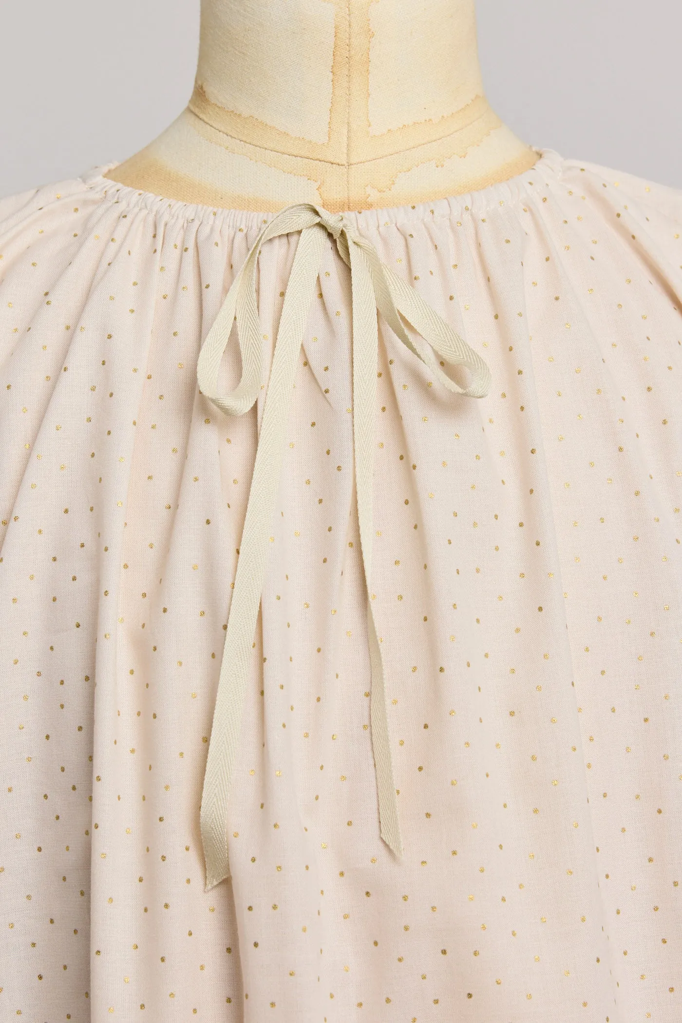 Moon Night Dress In Beige Gold Dots