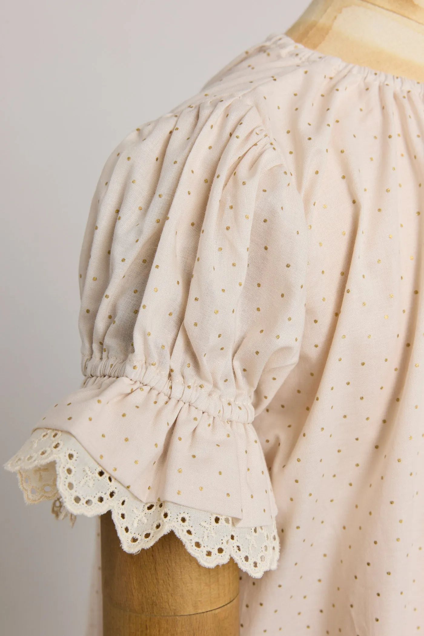Moon Night Dress In Beige Gold Dots