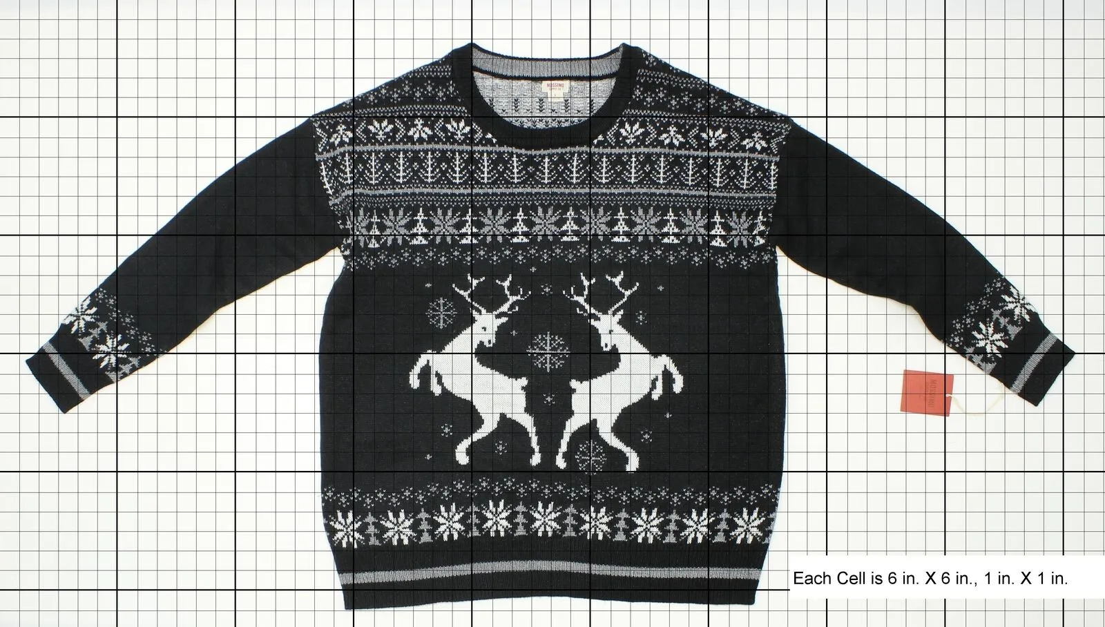 Mossimo Women's Reindeer Pattern Pullover Sweater Black Large