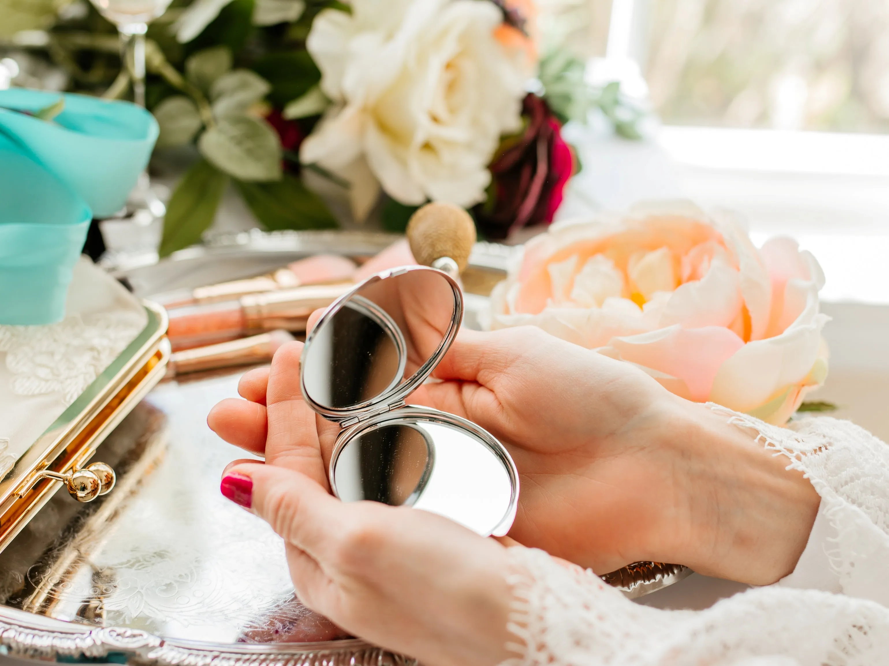 Mother and Daughter Vintage Compact Mirror
