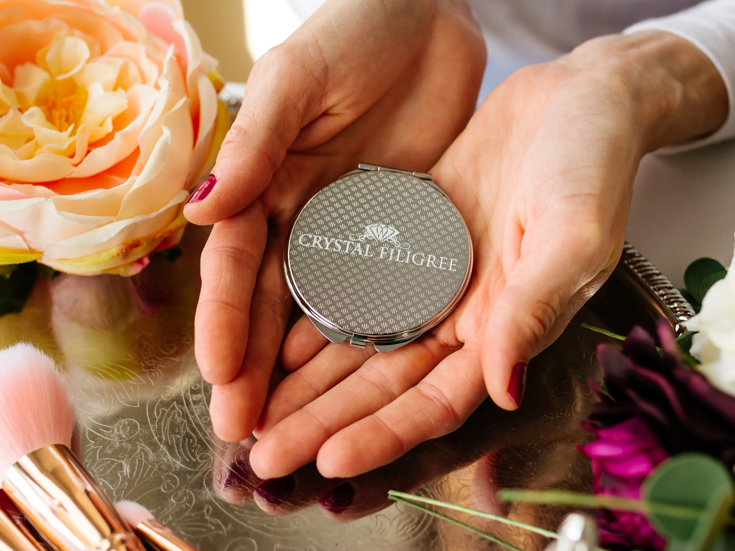 Mother and Daughter Vintage Compact Mirror
