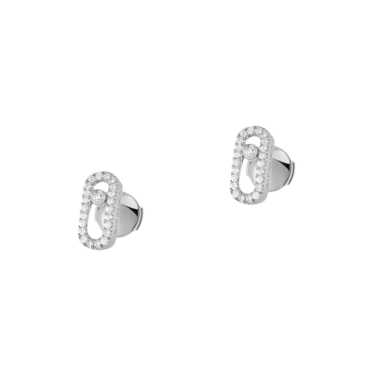 Move Uno 18K White Gold Pavé Diamond Earrings