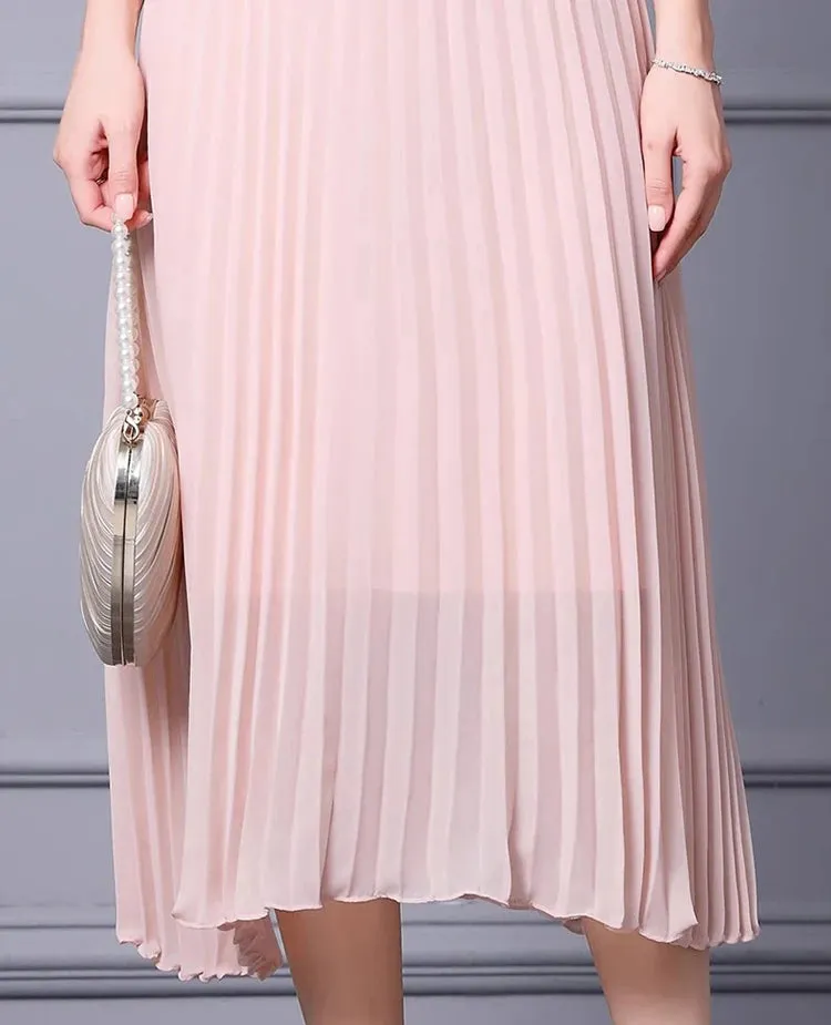 Natalie Sparkling Diamond  High Waist Pleated  Dress