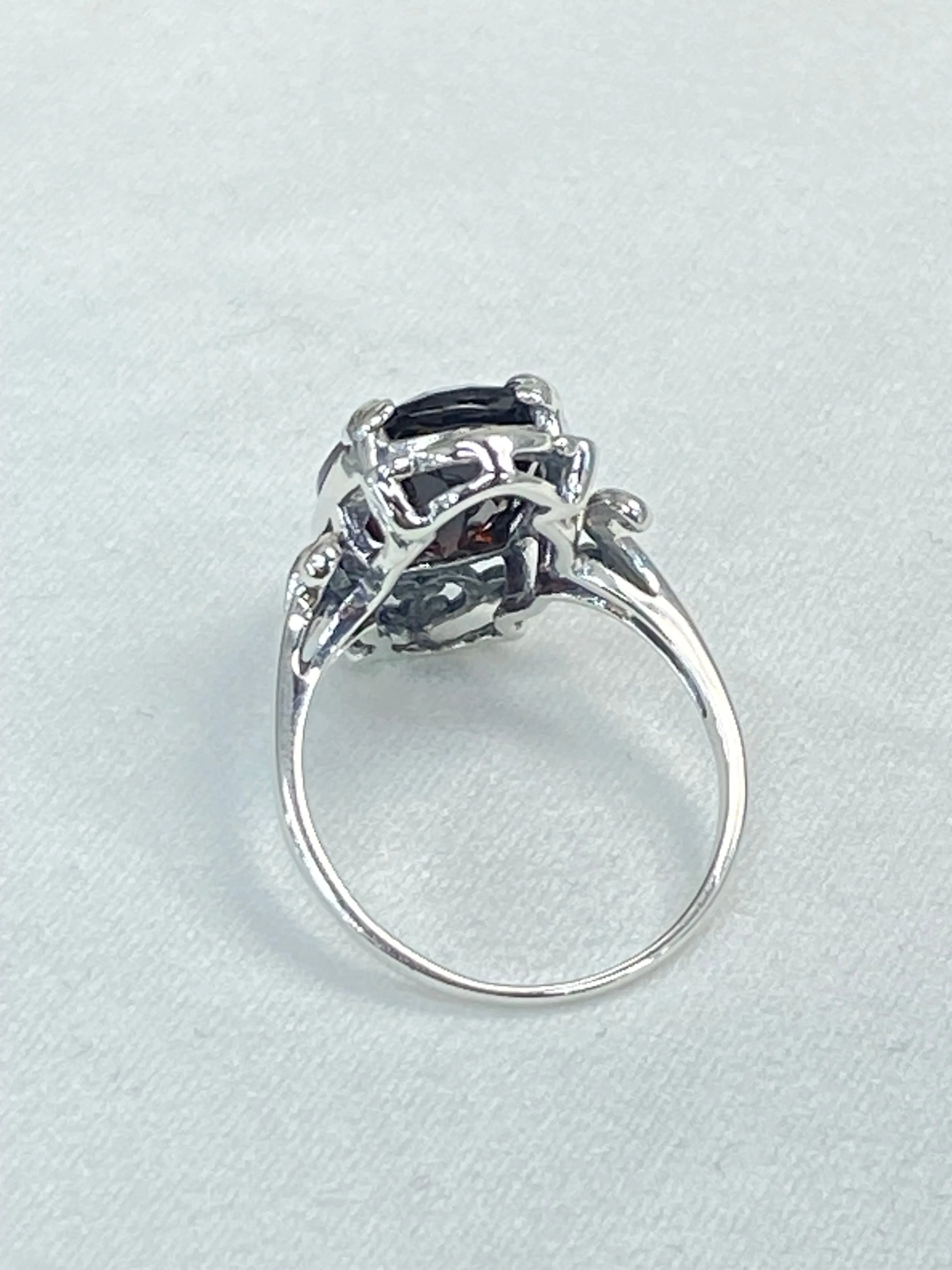 Natural Garnet Ring, Sterling Silver Filigree, Gothic Jewelry, #D84
