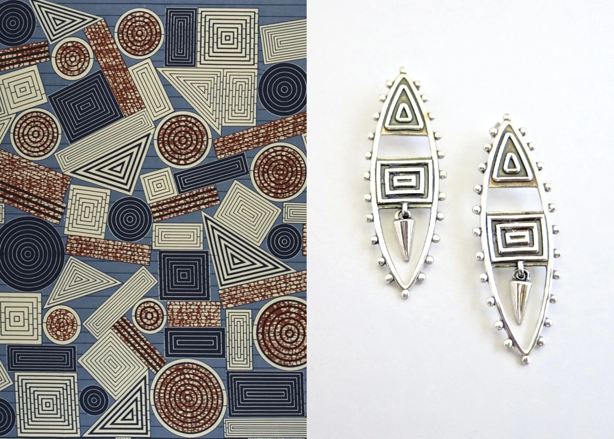 Neo-tribal navette earrings