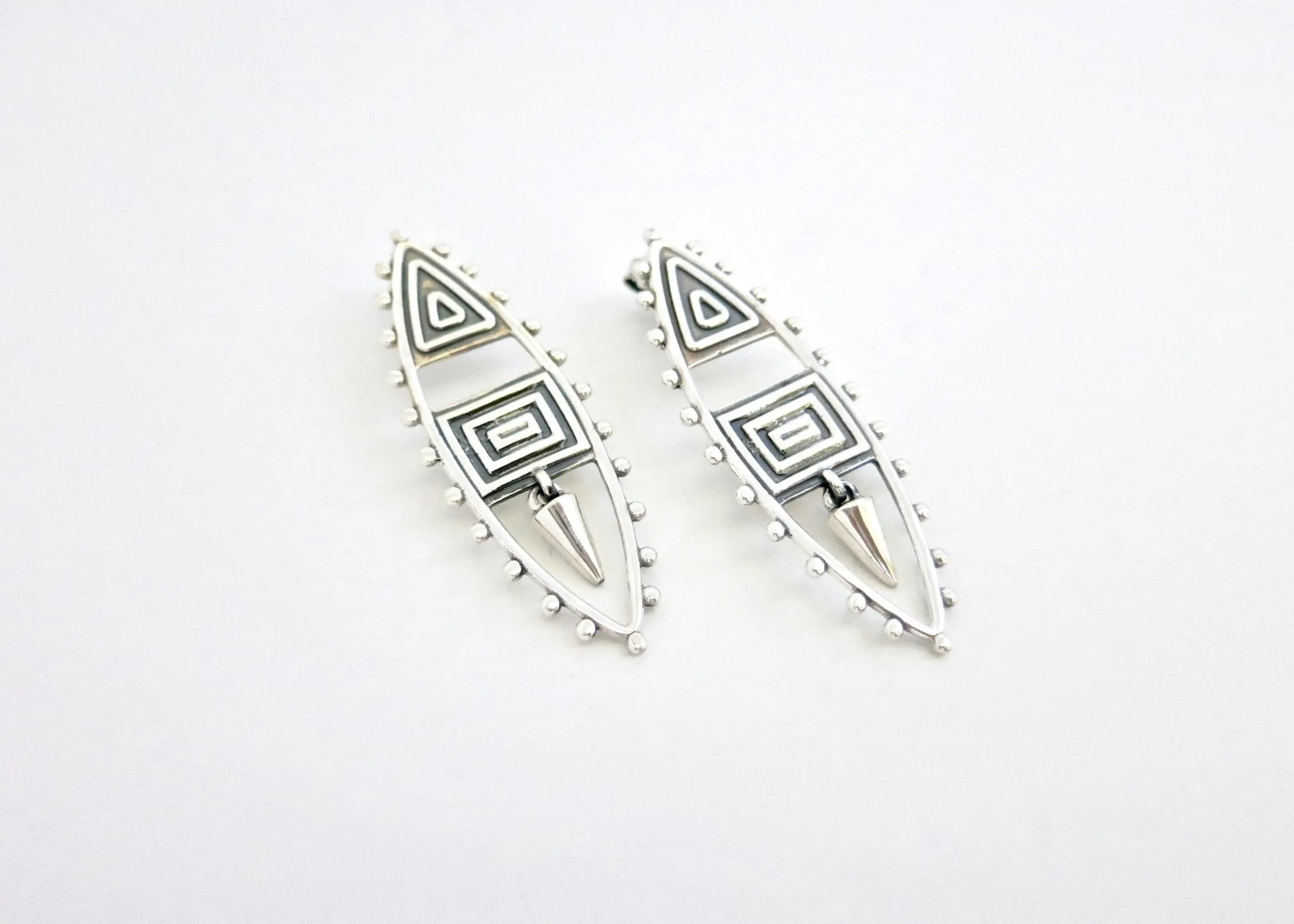 Neo-tribal navette earrings