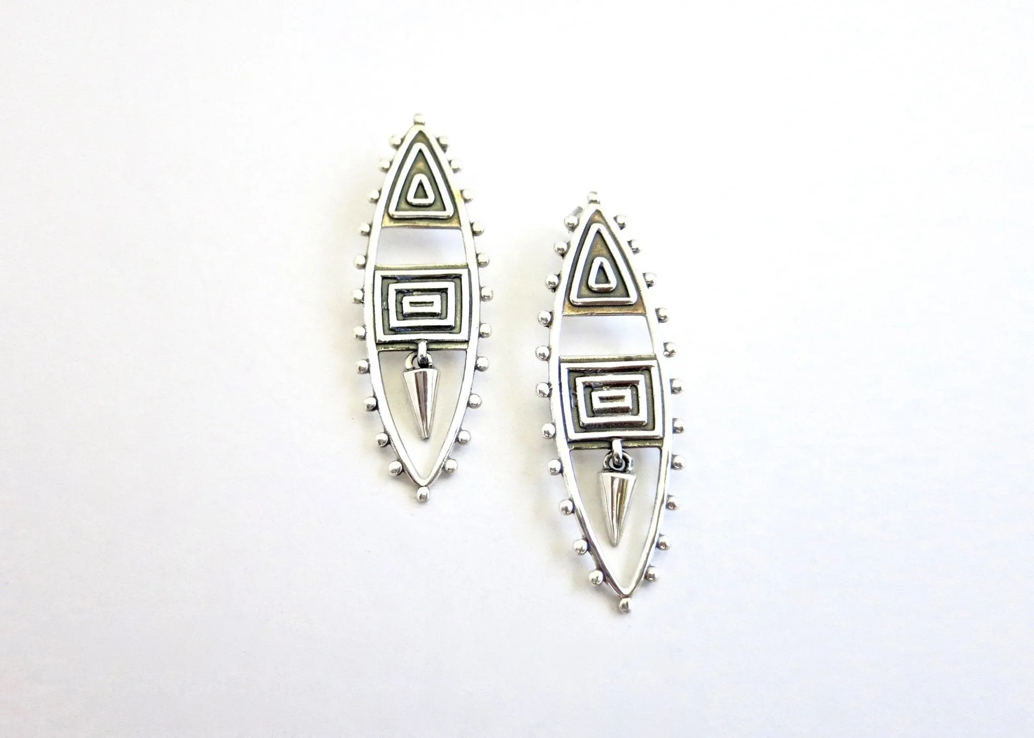 Neo-tribal navette earrings