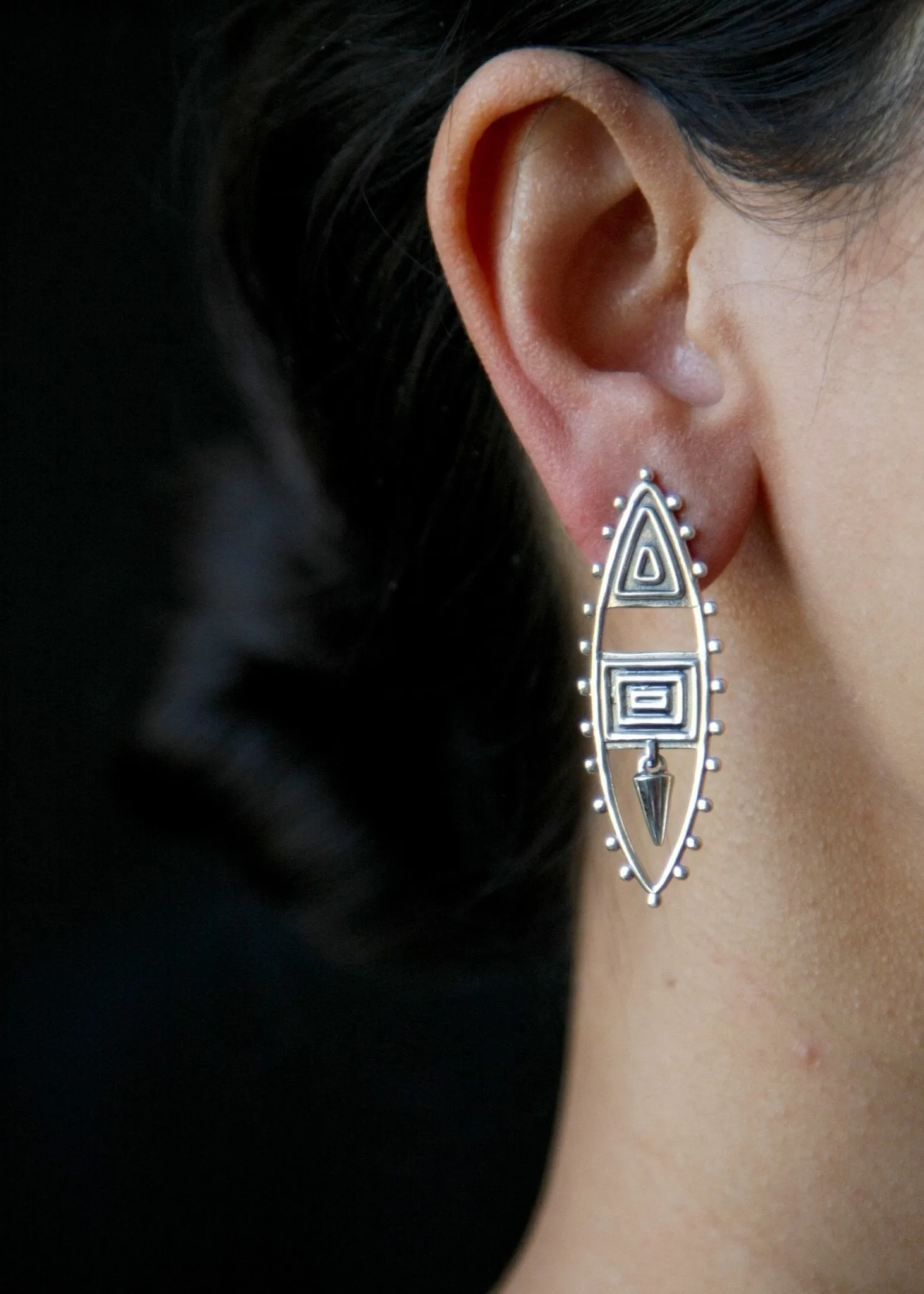 Neo-tribal navette earrings