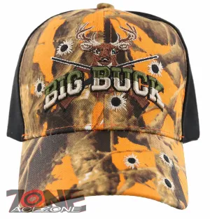 NEW! BIG BUCK HUNTER HUNT DEER BUCK OUTDOOR SPORTS CAP HAT ORANGE CAMO BLACK