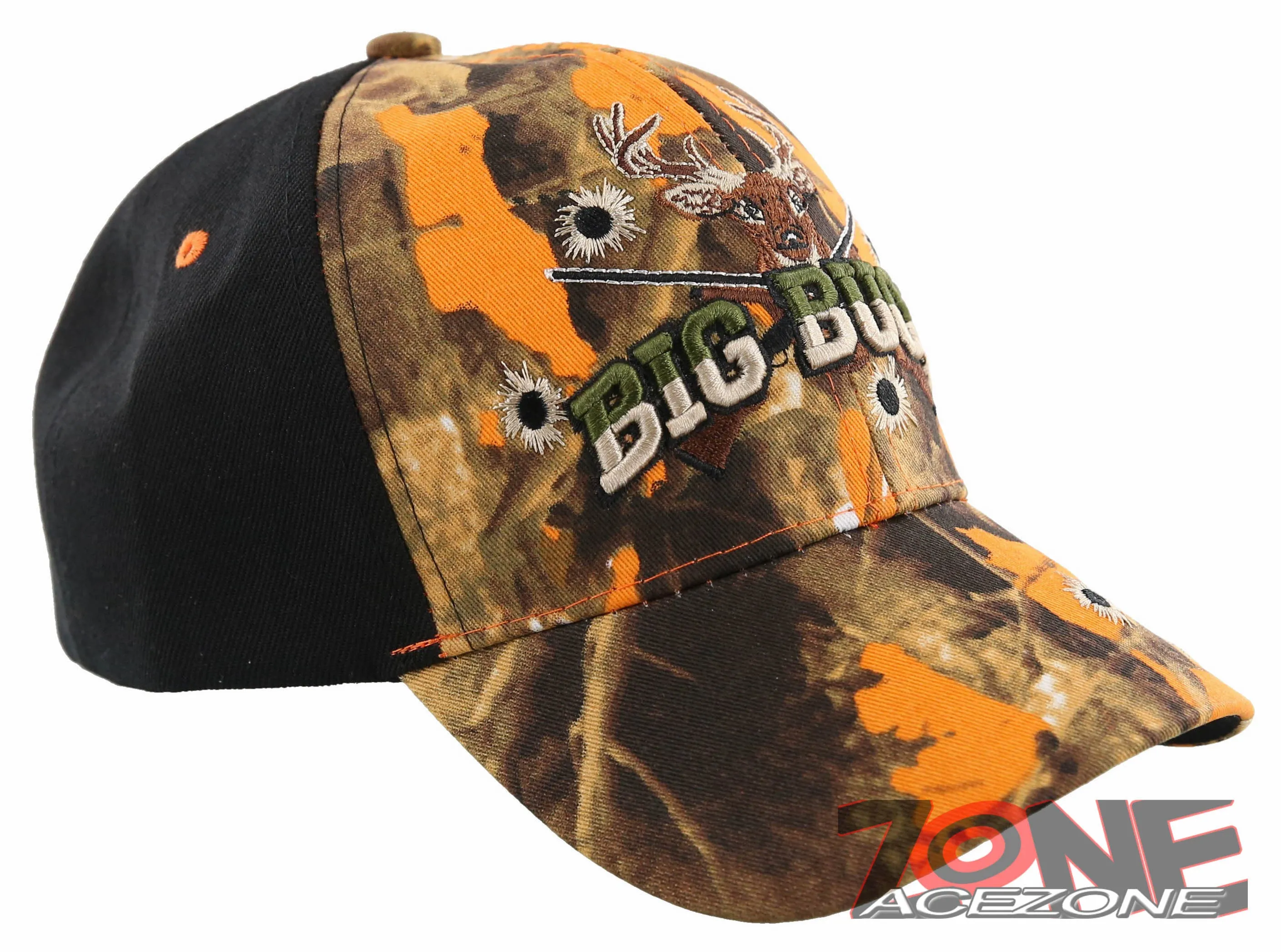 NEW! BIG BUCK HUNTER HUNT DEER BUCK OUTDOOR SPORTS CAP HAT ORANGE CAMO BLACK