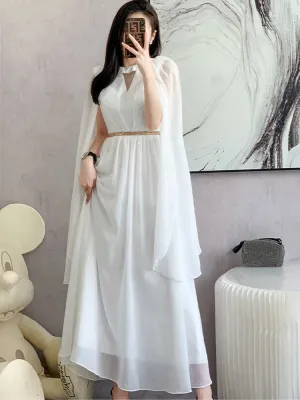 New Fashion Luxurious White Long Dress Sleeveless High-End Vintage Elegant Party Evening Prom Wedding Guest Dresses