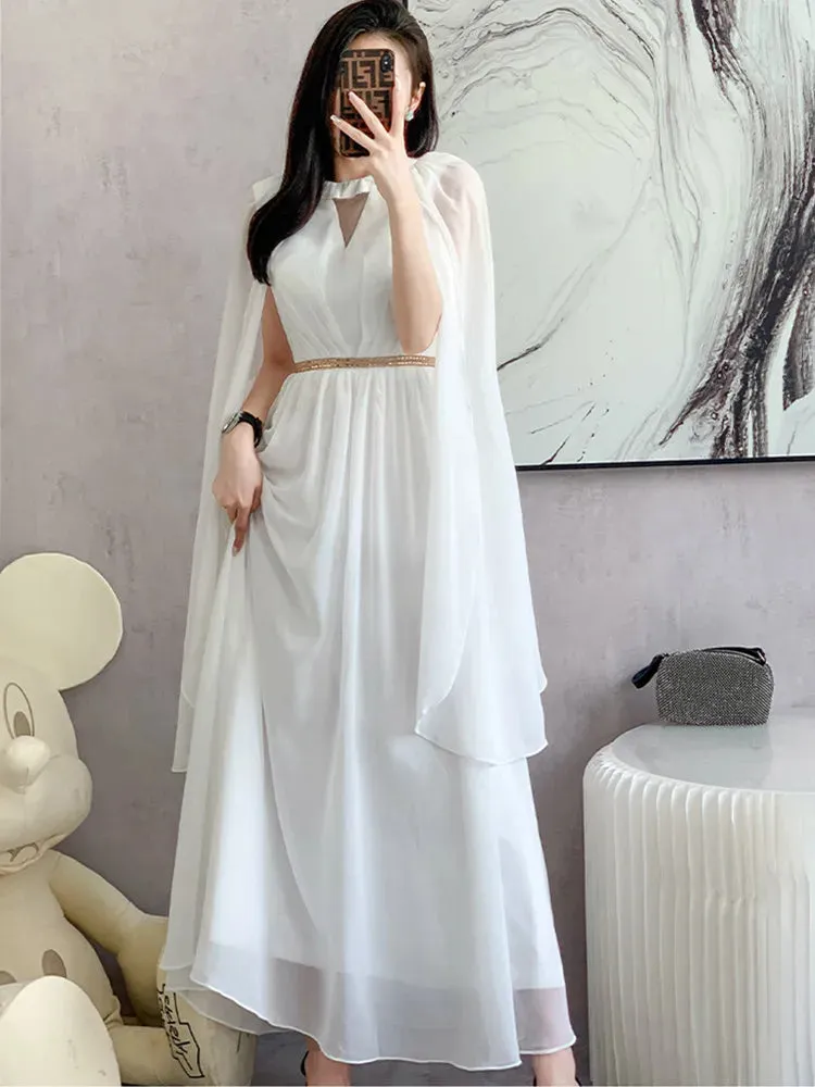New Fashion Luxurious White Long Dress Sleeveless High-End Vintage Elegant Party Evening Prom Wedding Guest Dresses