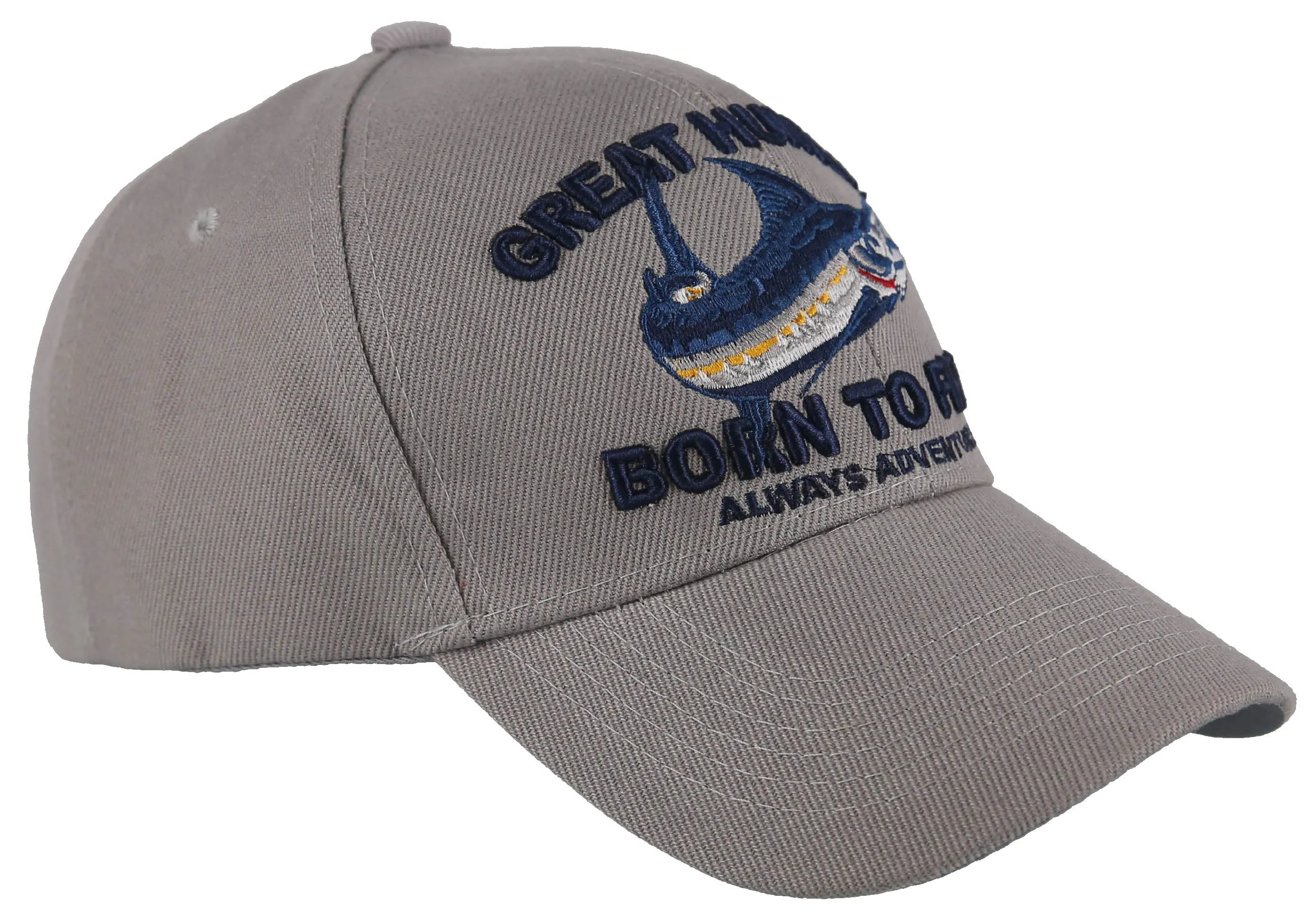 NEW! GREAT HUNTER SPORTS SWORDFISH FISHING ADVENTURE BALL CAP HAT GRAY