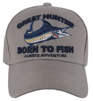 NEW! GREAT HUNTER SPORTS SWORDFISH FISHING ADVENTURE BALL CAP HAT GRAY