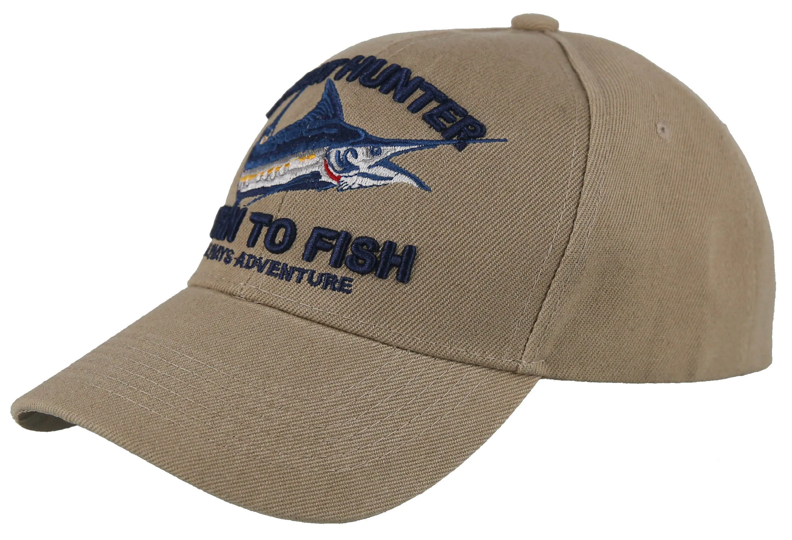 NEW! GREAT HUNTER SPORTS SWORDFISH FISHING ADVENTURE BALL CAP HAT TAN