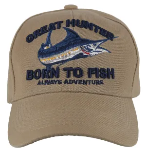 NEW! GREAT HUNTER SPORTS SWORDFISH FISHING ADVENTURE BALL CAP HAT TAN