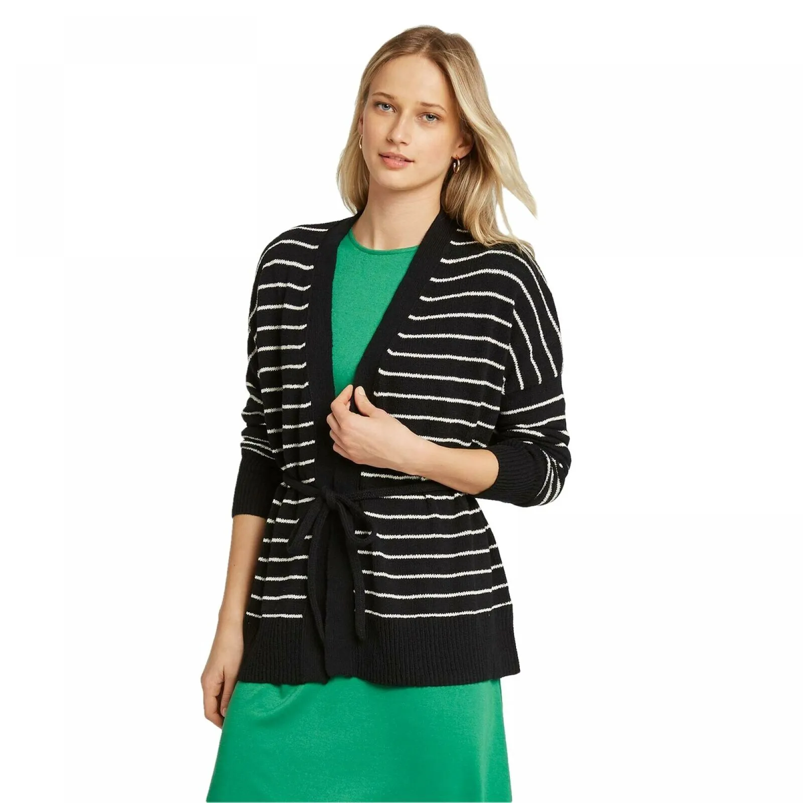 New Who What Wear Women's Striped Long Sleeve Wrap Cardigan. WS-299-Nobelt Large