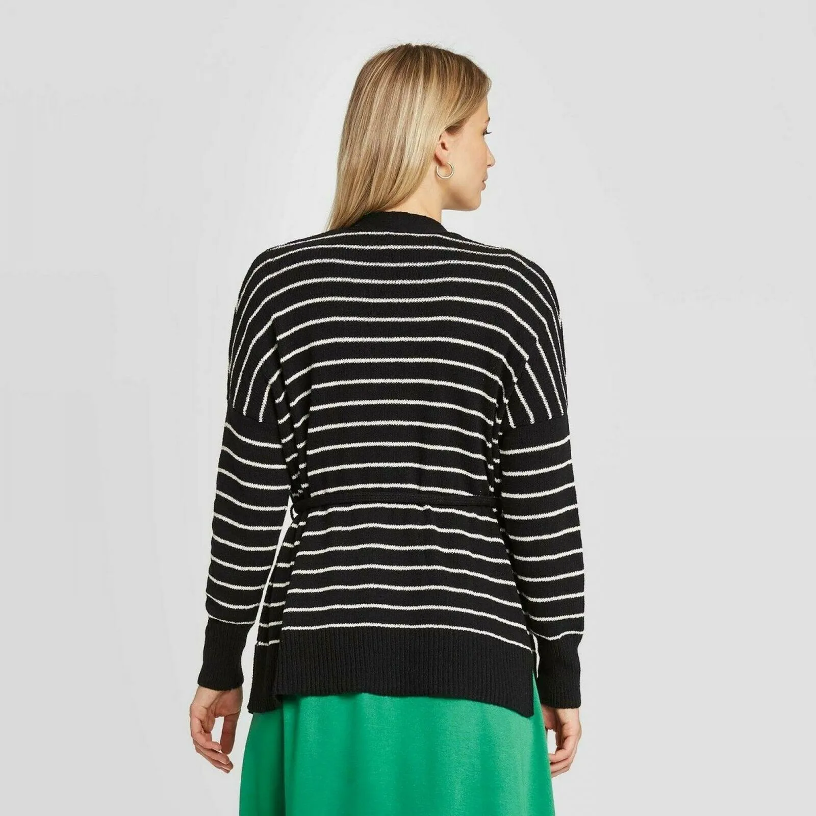 New Who What Wear Women's Striped Long Sleeve Wrap Cardigan. WS-299-Nobelt Large