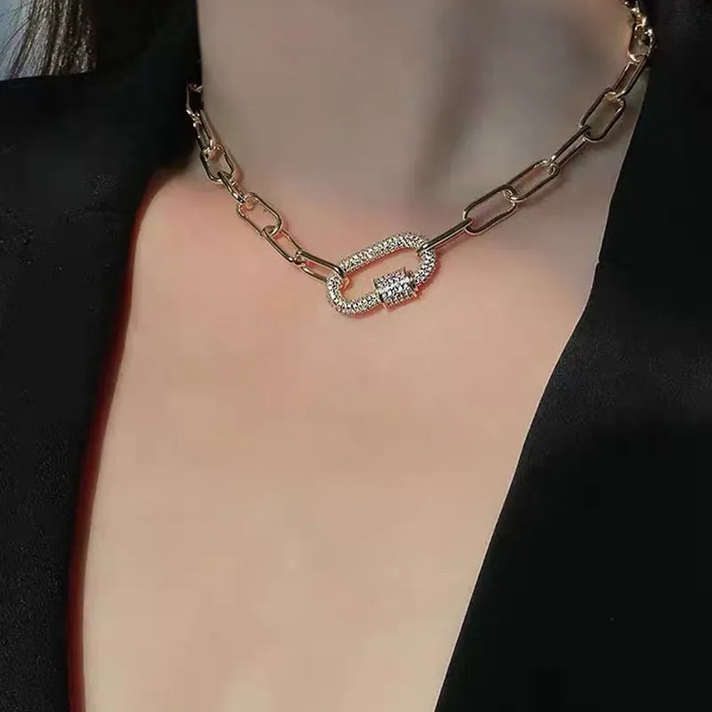 Niche High-end Diamond Carabiner Necklace