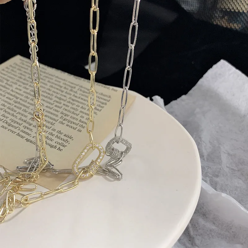 Niche High-end Diamond Carabiner Necklace