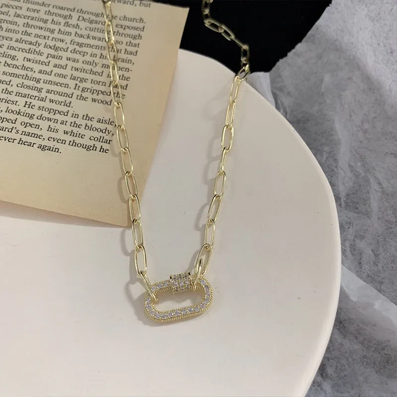 Niche High-end Diamond Carabiner Necklace