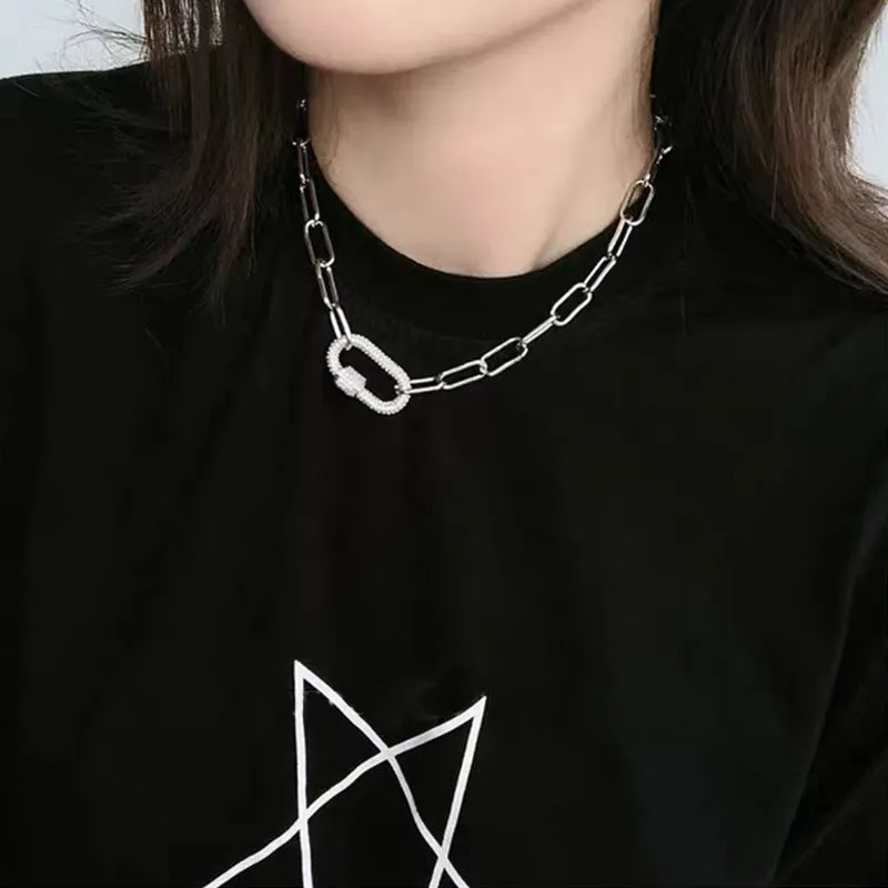 Niche High-end Diamond Carabiner Necklace