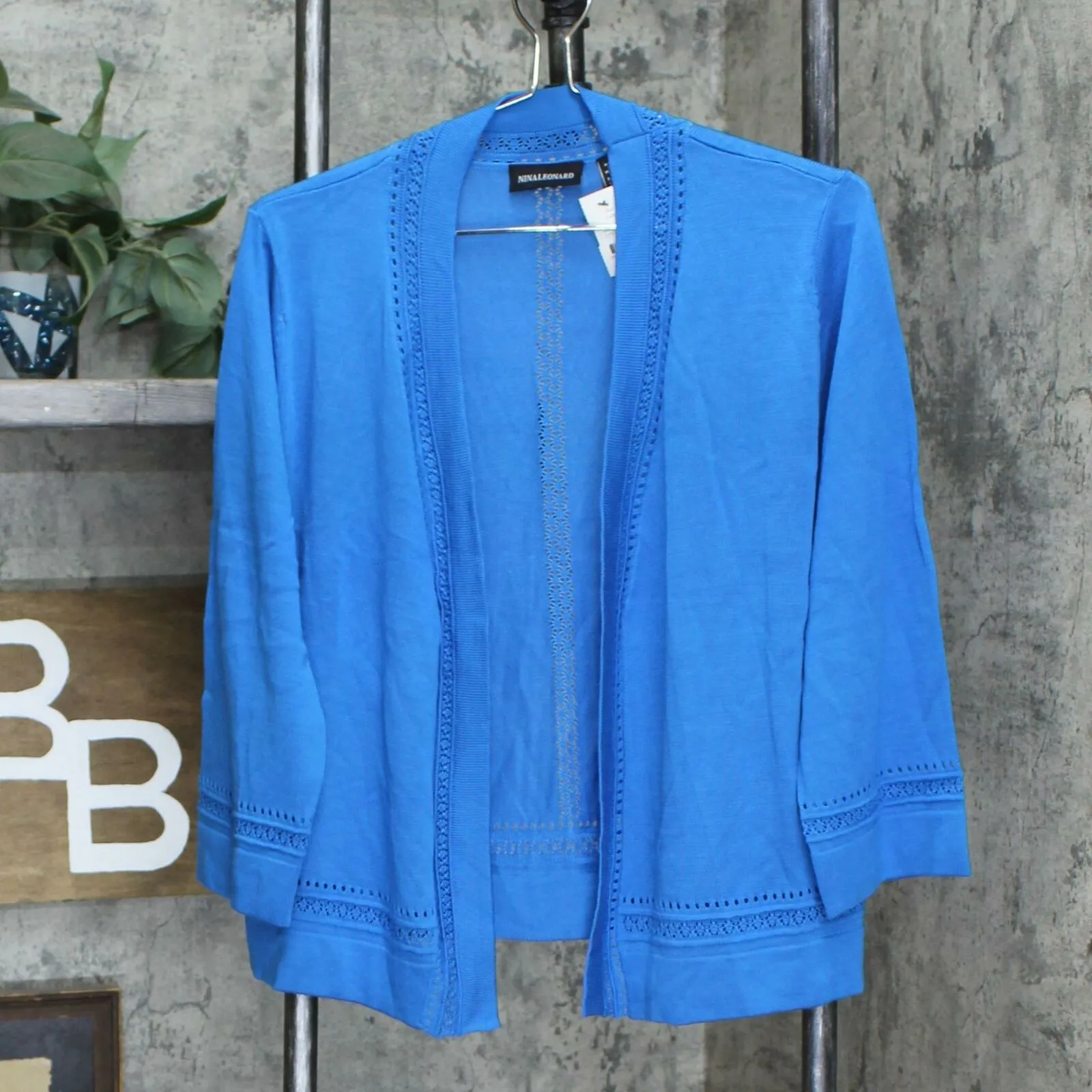 Nina Leonard Women's Pointelle Trim Knit Bolero Cardigan