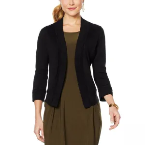 Nina Leonard Women's Pointelle Trim Knit Bolero Cardigan