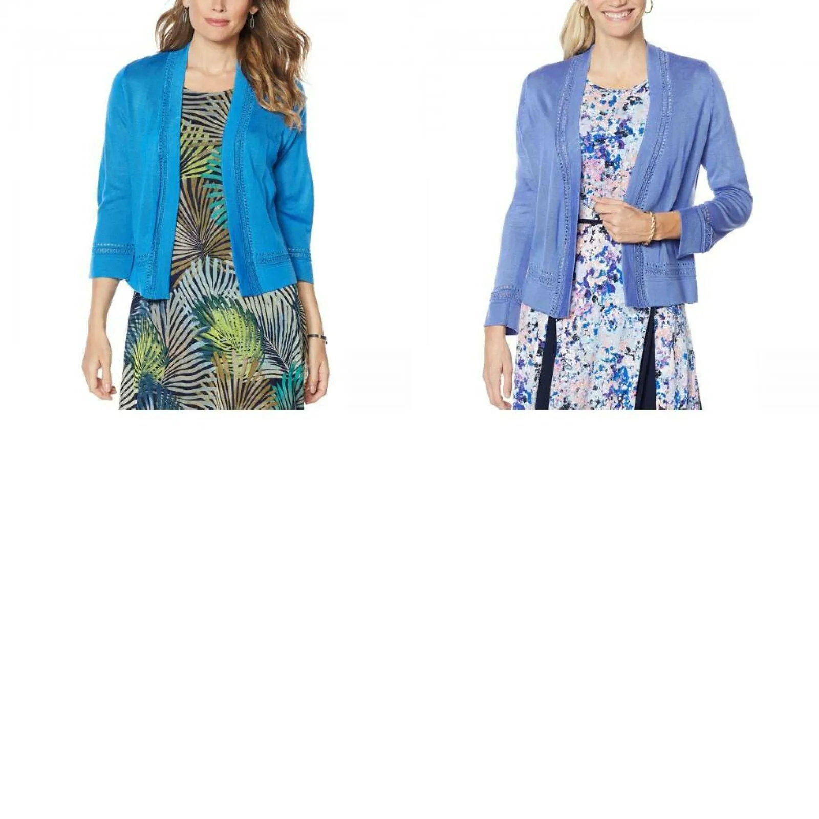 Nina Leonard Women's Pointelle Trim Knit Bolero Cardigan