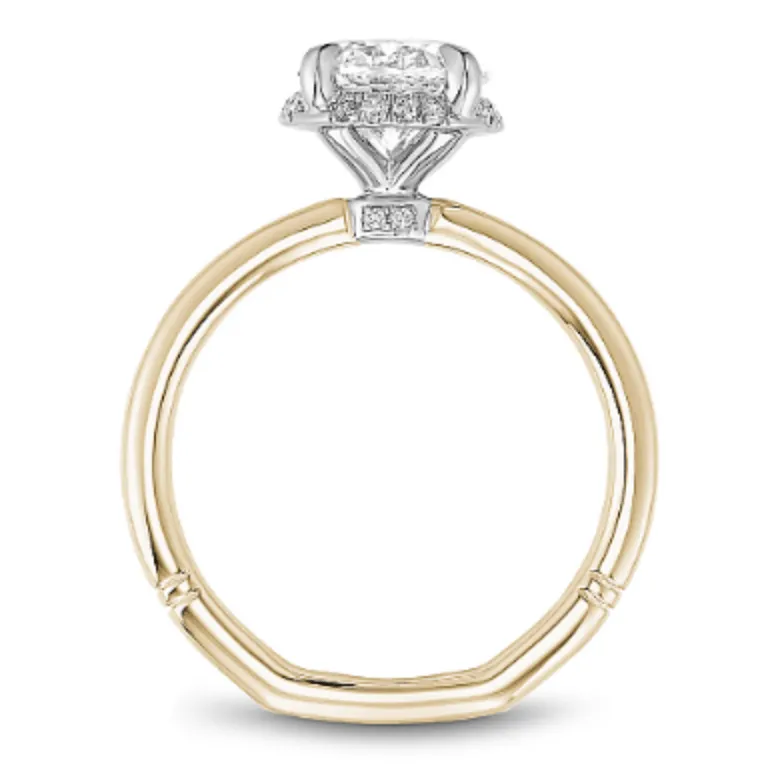 Noam Carver Atelier 14K Two Tone Yellow Gold Shank with White Gold Head Oval 2.00ct Halo Engagement Ring