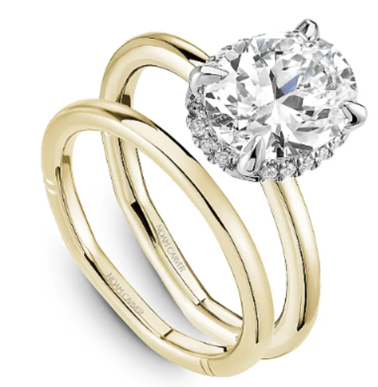 Noam Carver Atelier 14K Two Tone Yellow Gold Shank with White Gold Head Oval 2.00ct Halo Engagement Ring