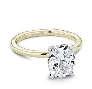 Noam Carver Atelier 14K Two Tone Yellow Gold Shank with White Gold Head Oval 2.50ct Solitaire Engagement Ring