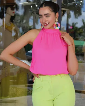 Now You Know Halter Top Hot Pink