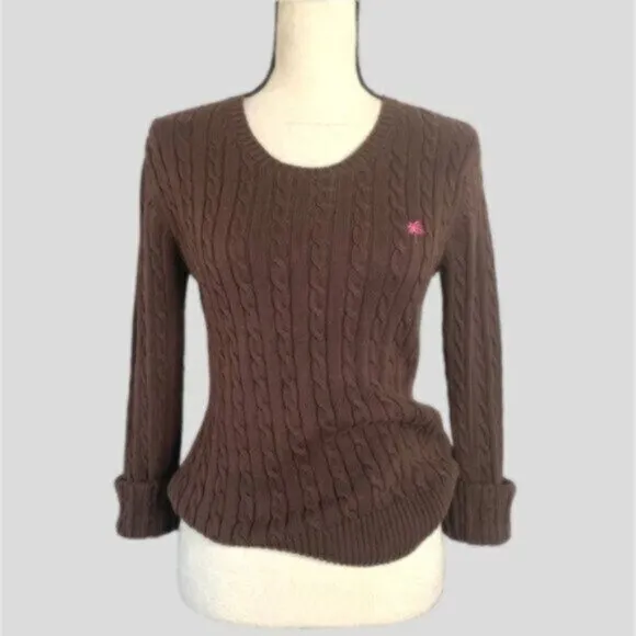 NWOT Lilly Pulitzer Brown Cable Crew Neck Cotton Sweater