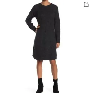 NWOT-Madewell Curved Hem Grey Knit Sweater Dress Donegal Thunder Size Medium