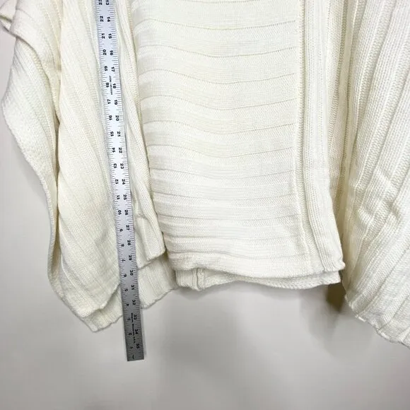 NWT Chico's Black Label Ivory Poncho Sweater Buckle Neck L/XL Cashmere Blend