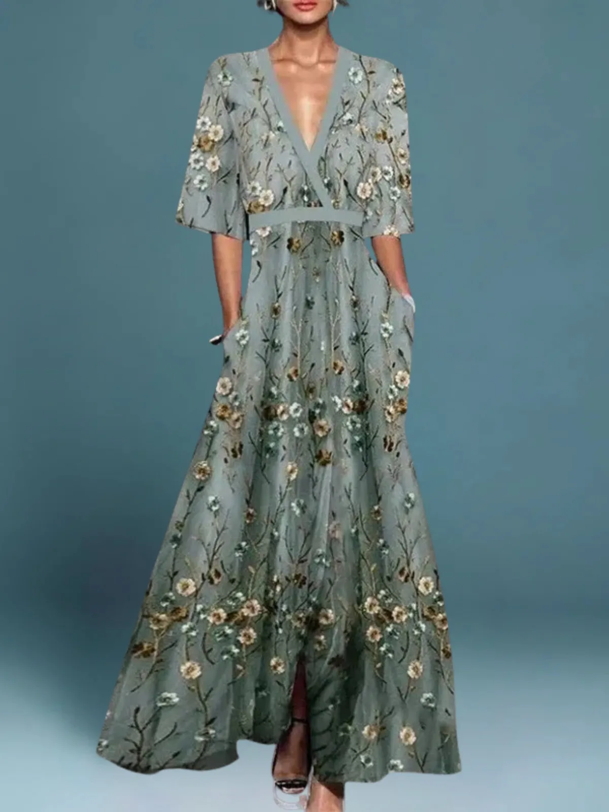 Océane – Elegant Long Flower Dress