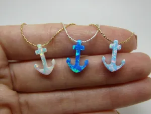 Opal Anchor Pendant Necklace – Nautical Jewelry