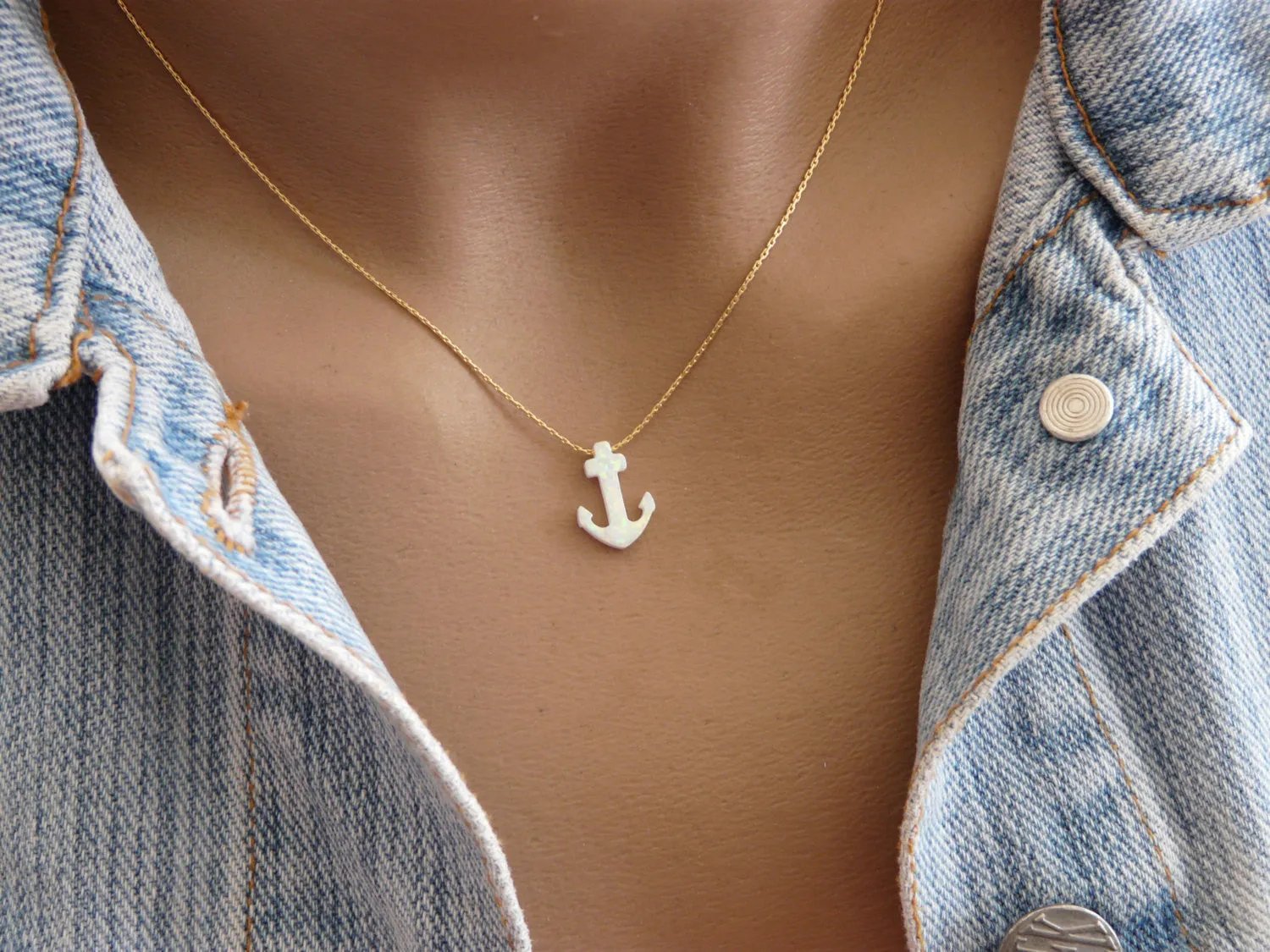 Opal Anchor Pendant Necklace – Nautical Jewelry