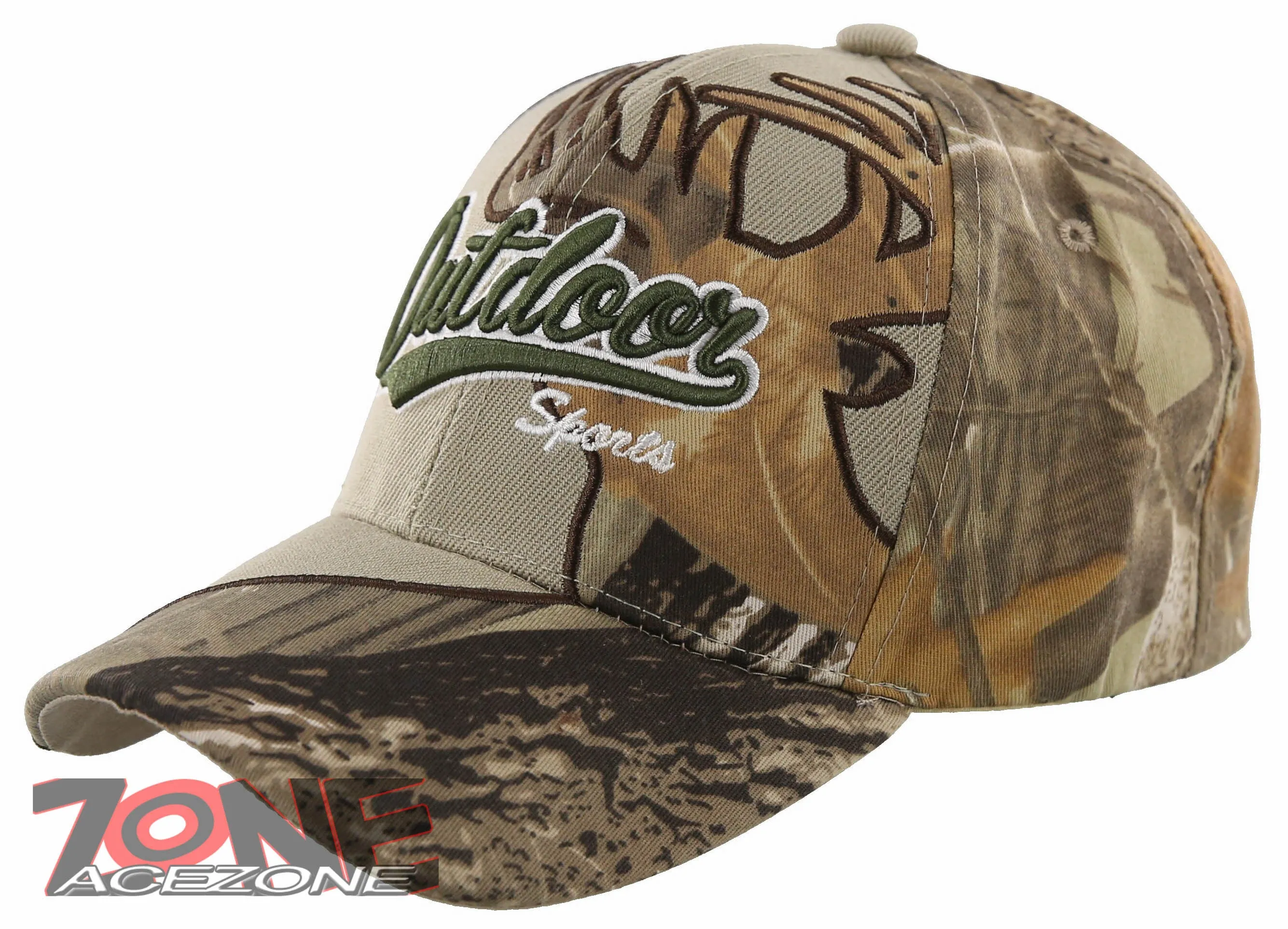 OUTDOOR SPORTS DEER SHADOW HUNTING BALL CAP HAT TAN SAND FOREST CAMO