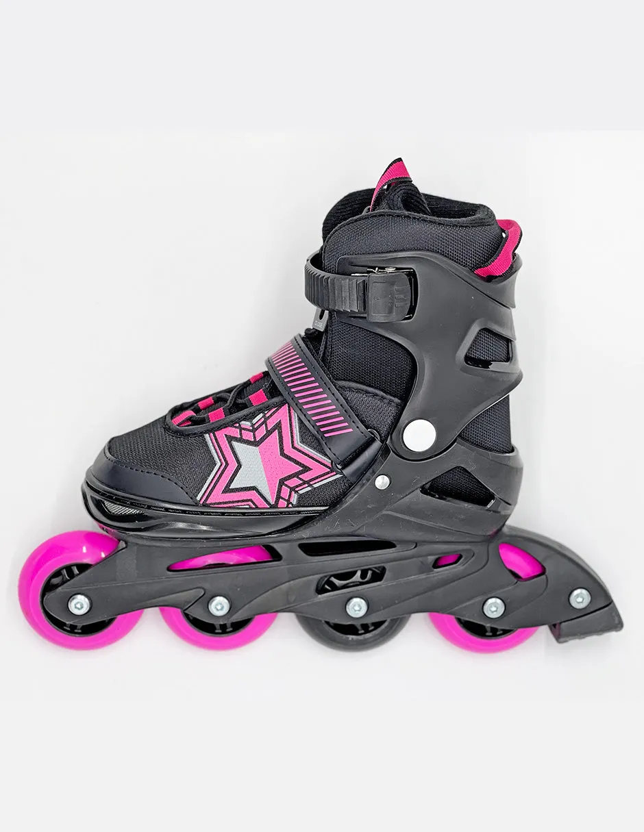 Patin en Linea Fitness Ajustable LA Sports Negro/Rosa