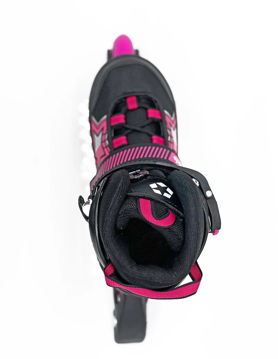 Patin en Linea Fitness Ajustable LA Sports Negro/Rosa
