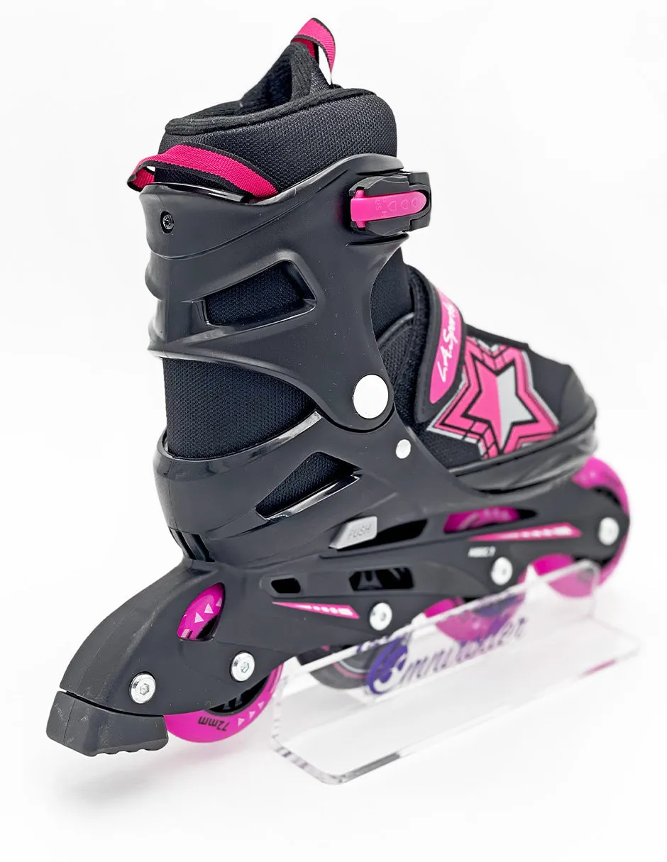 Patin en Linea Fitness Ajustable LA Sports Negro/Rosa